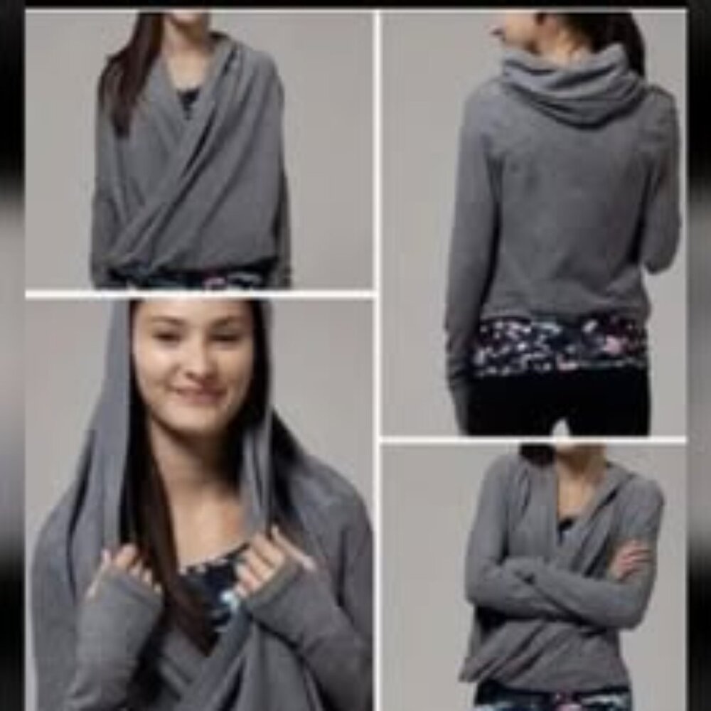 Ivivva Girl by Lululemon 🍋Four Count Shrug*Rulu grey thumbholes size 14 - Picture 5 of 8